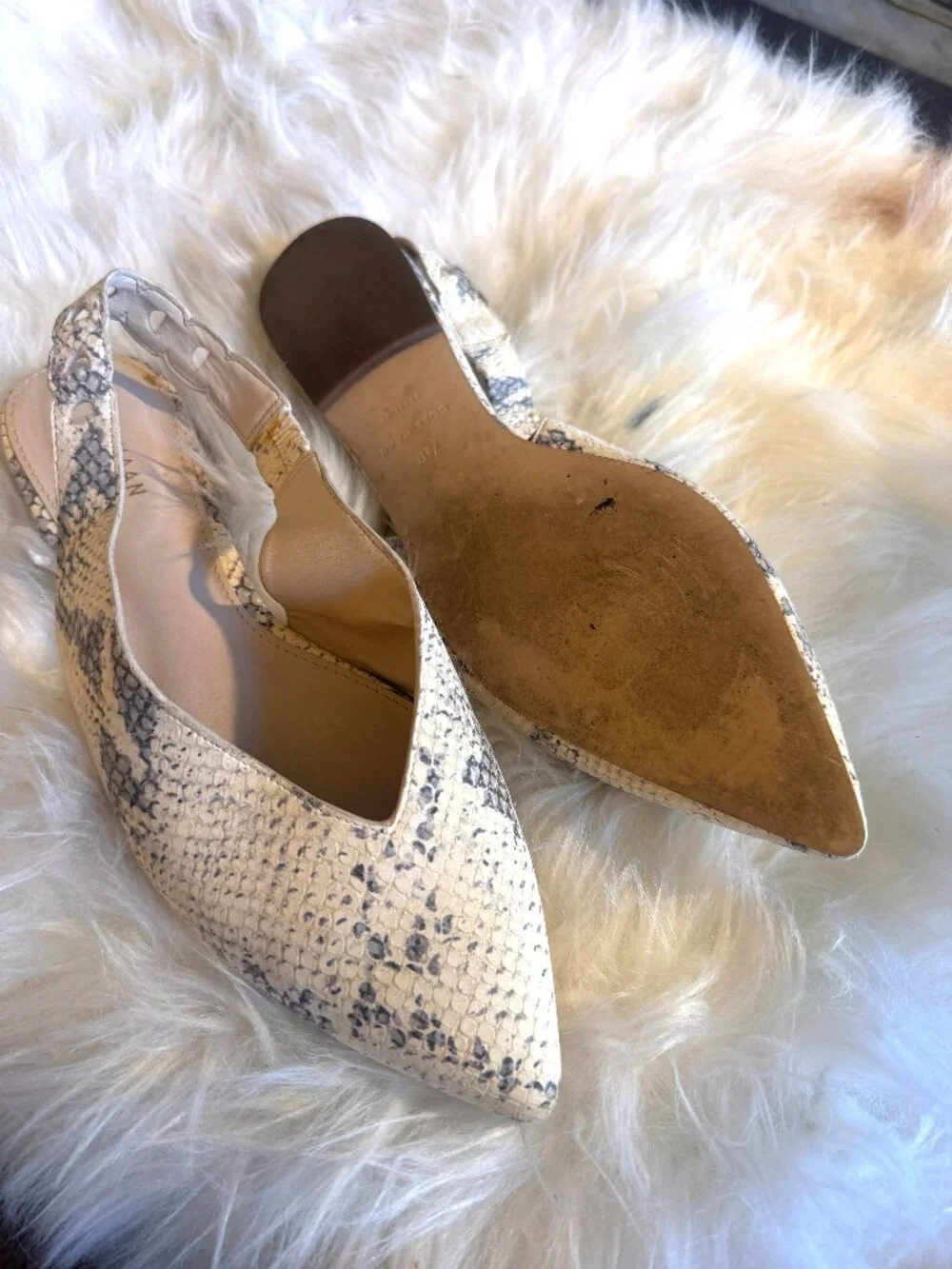 Women Cole Haan nubuck leather slingback sandals pointy toe sz 7,5